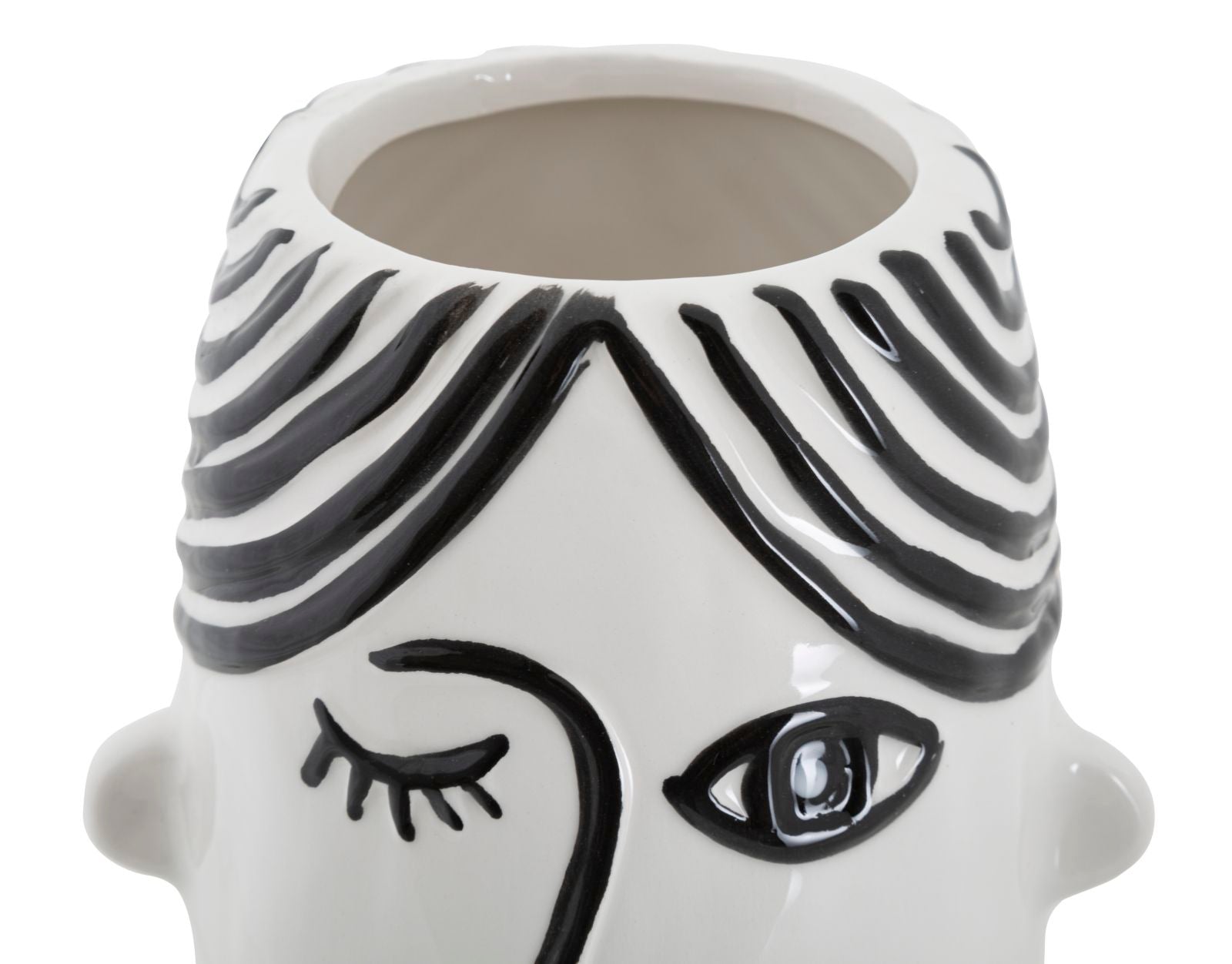 Vase Gesicht Kubismus Weiß Schwarz – Blumenvase Deko