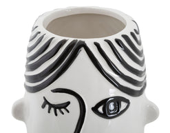 Vase Gesicht Kubismus Weiß Schwarz – Blumenvase Deko