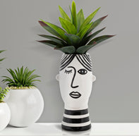 Vase Gesicht Kubismus Weiß Schwarz – Blumenvase Deko