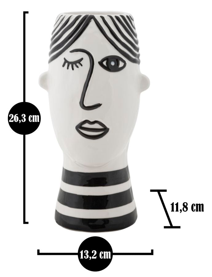 Vase Gesicht Kubismus Weiß Schwarz – Blumenvase Deko