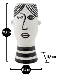 Vase Gesicht Kubismus Weiß Schwarz – Blumenvase Deko