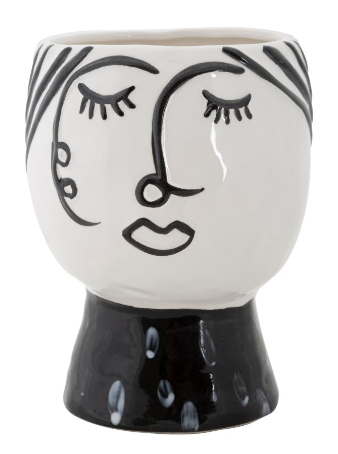 Vase Gesicht Frau Weiß Schwarz – Blumenvase Deko