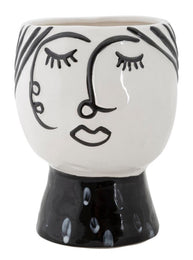 Vase Gesicht Frau Weiß Schwarz – Blumenvase Deko