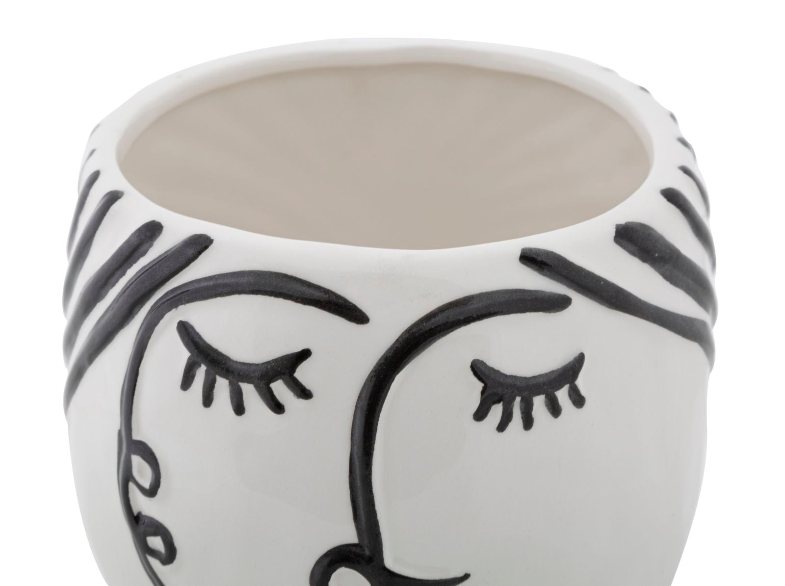 Vase Gesicht Frau Weiß Schwarz – Blumenvase Deko