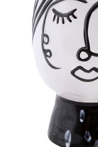 Vase Gesicht Frau Weiß Schwarz – Blumenvase Deko