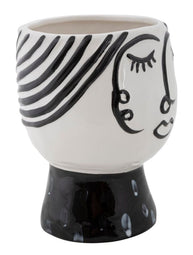 Vase Gesicht Frau Weiß Schwarz – Blumenvase Deko