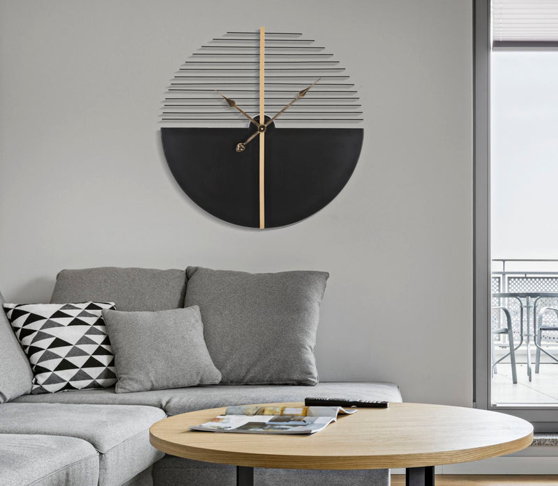 Wanduhr Glam Stick Schwarz Gold Groß – Uhr Wohnzimmer