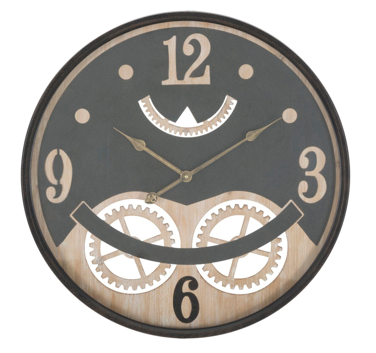 Wanduhr Schwarz Braun 67 cm – Uhr Wohnzimmer