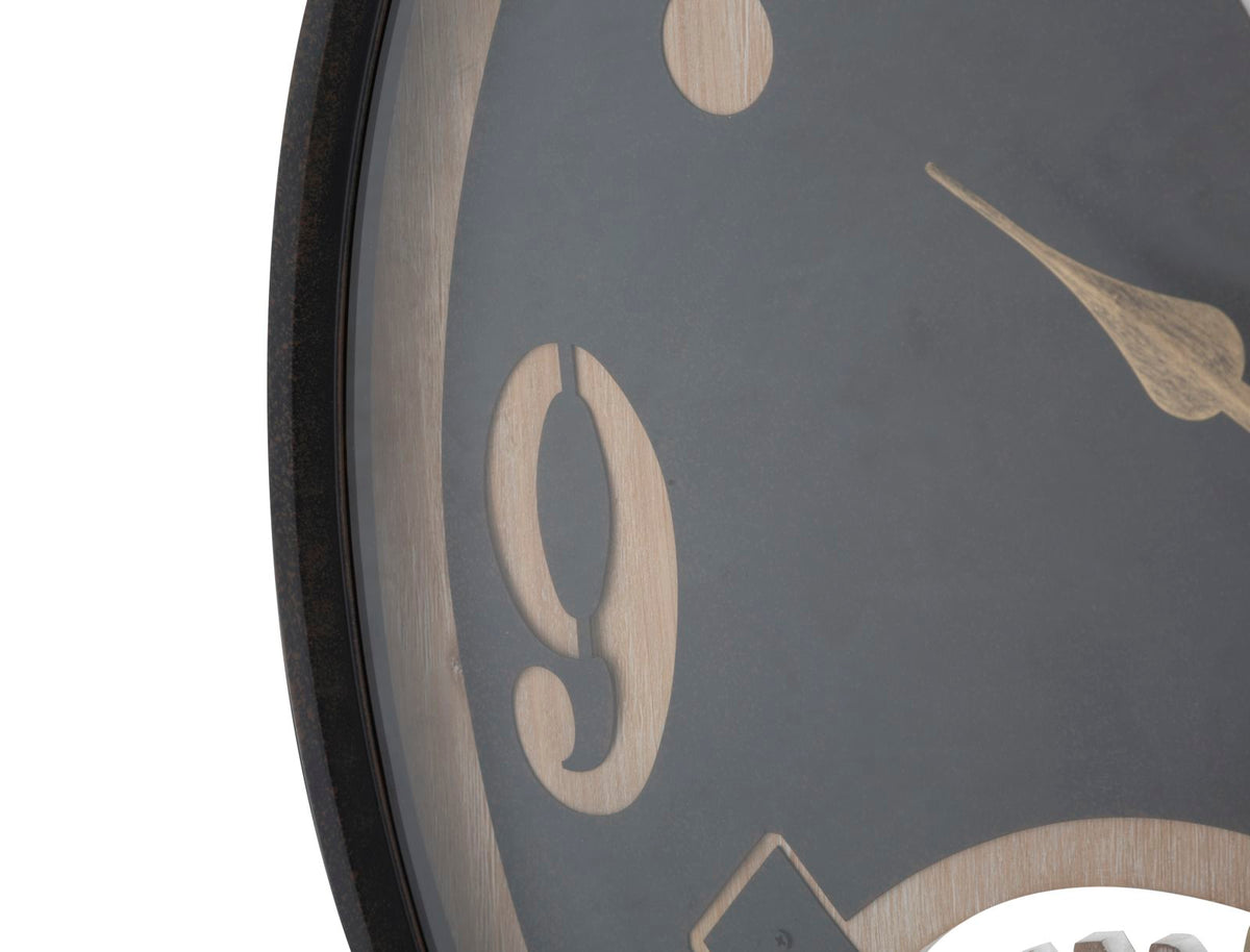 Wanduhr Schwarz Braun 67 cm – Uhr Wohnzimmer