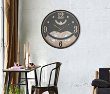 Wanduhr Schwarz Braun 67 cm – Uhr Wohnzimmer