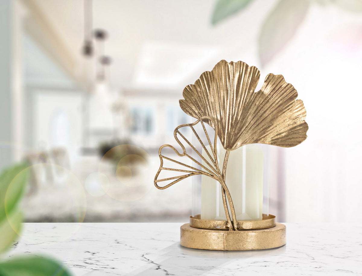 Kerzenständer Blatt Gold Glas – Kerzenhalter Deko