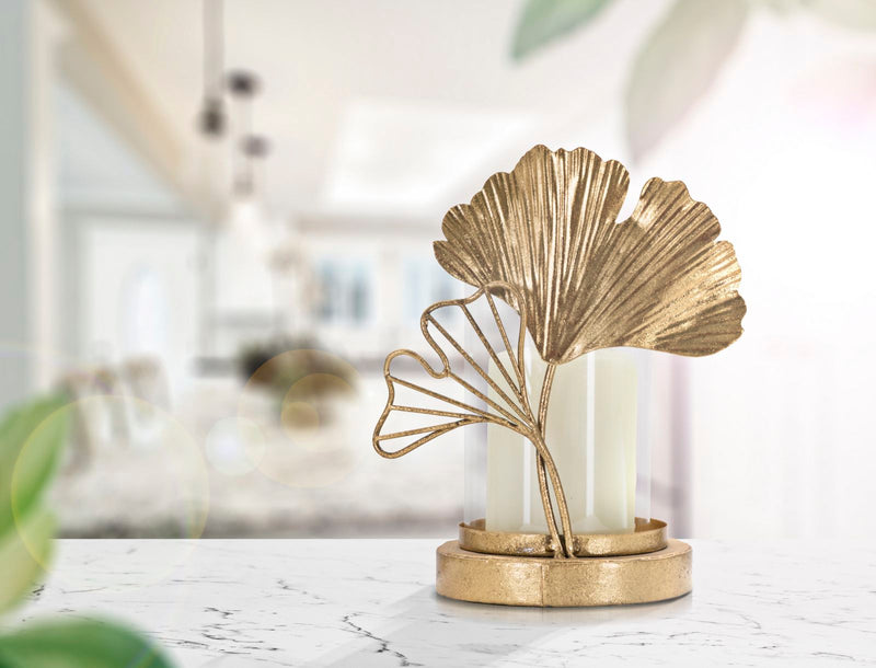 Kerzenständer Blatt Gold Glas – Kerzenhalter Deko