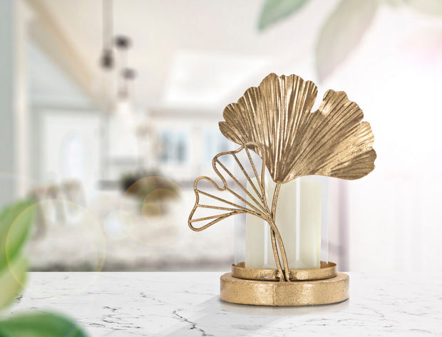 Kerzenständer Blatt Gold Glas – Kerzenhalter Deko