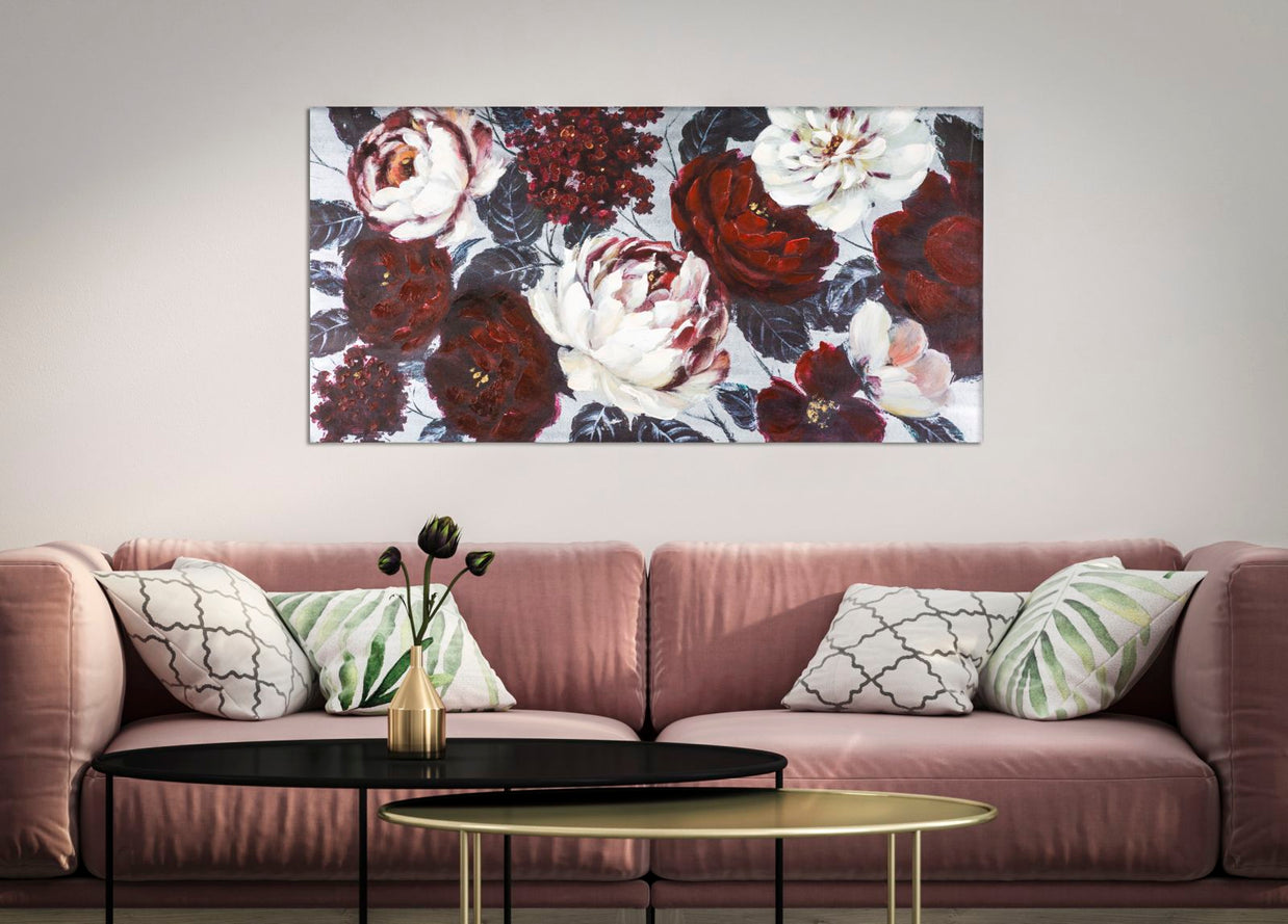 Wandbild Weiß Floral 60 cm – Leinwandbild Deko
