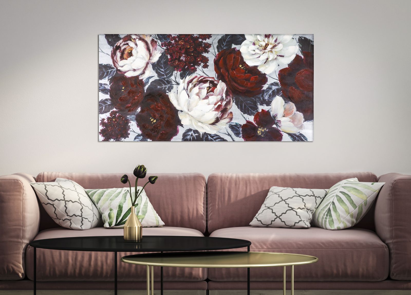 Wandbild Weiß Floral 60 cm – Leinwandbild Deko