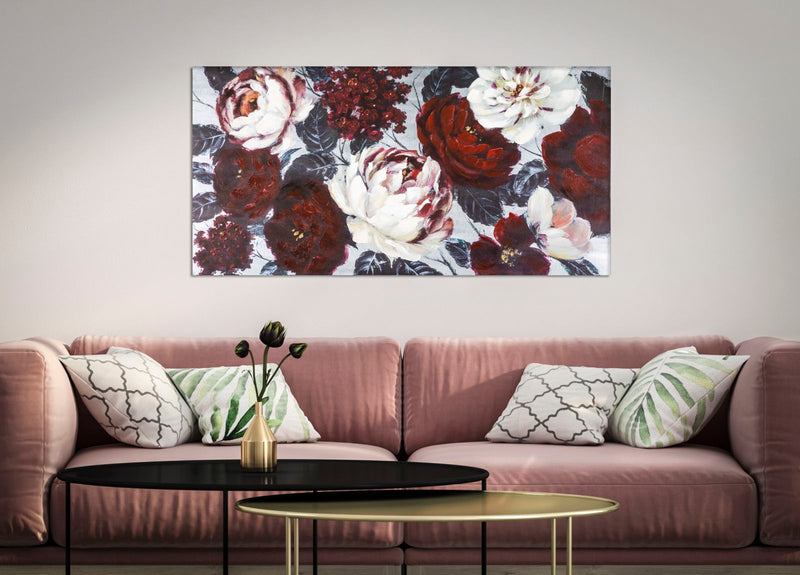 Wandbild Weiß Floral 60 cm – Leinwandbild Deko