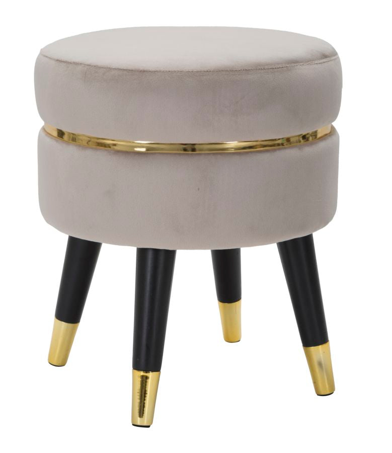 Hocker Paris Grau Gold Samt – Polsterhocker Deko