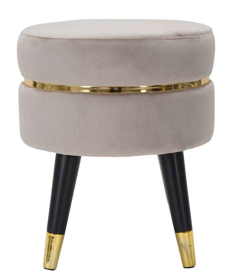 Hocker Paris Grau Gold Samt – Polsterhocker Deko