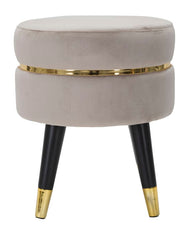 Hocker Paris Grau Gold Samt – Polsterhocker Deko
