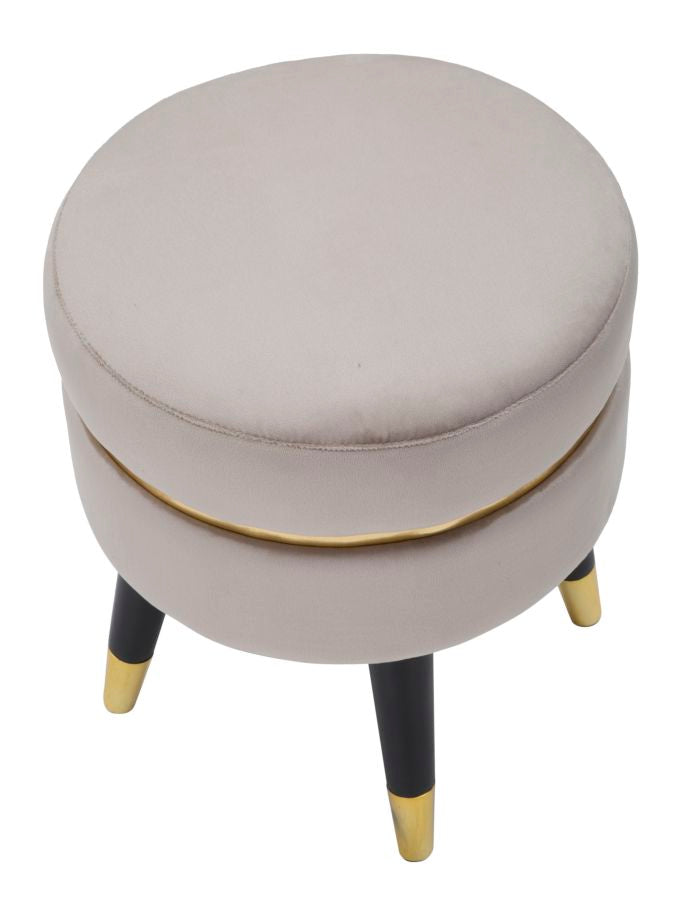 Hocker Paris Grau Gold Samt – Polsterhocker Deko