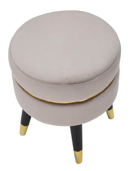 Hocker Paris Grau Gold Samt – Polsterhocker Deko