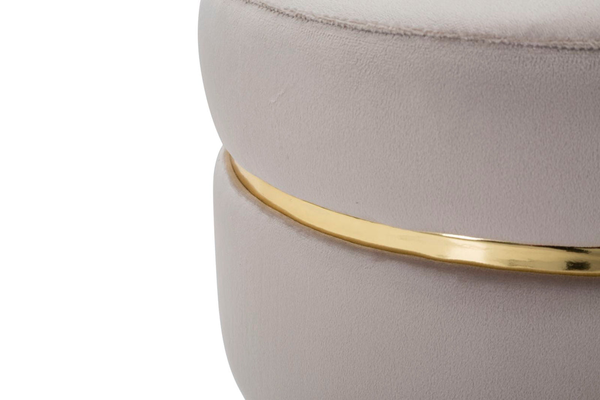 Hocker Paris Grau Gold Samt – Polsterhocker Deko
