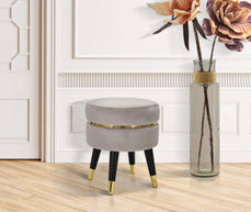 Hocker Paris Grau Gold Samt – Polsterhocker Deko