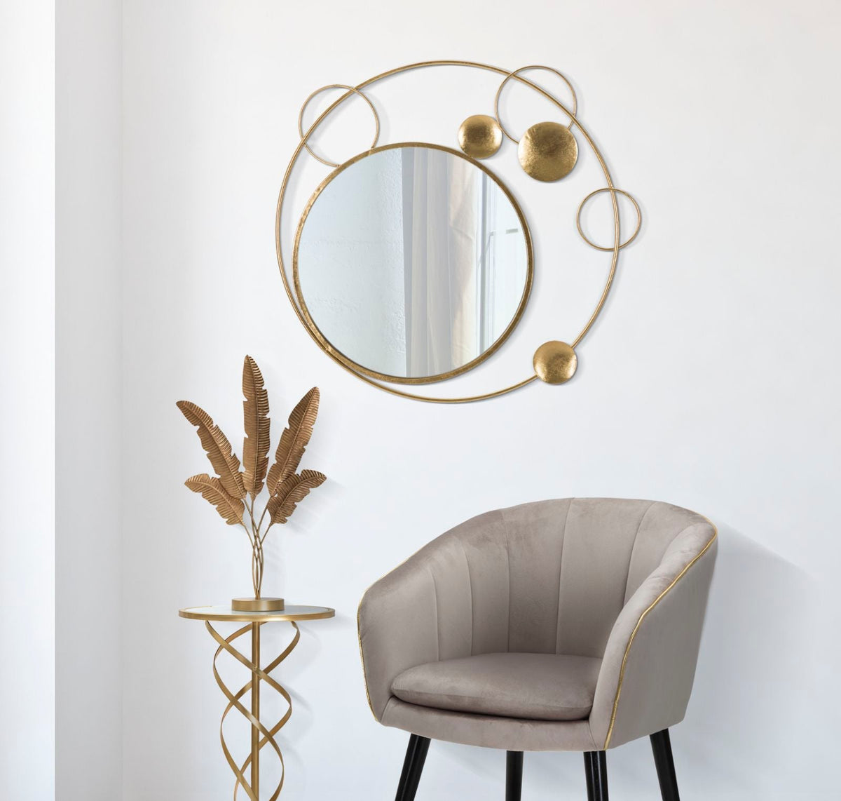 Spiegel Rund Planet Gold 83 cm