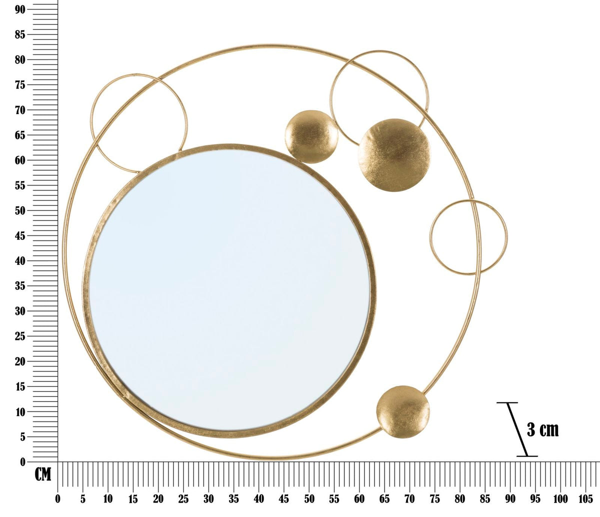 Spiegel Rund Planet Gold 83 cm