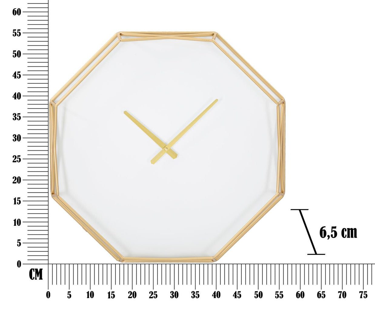 Wanduhr Gold Achteckig Gold 56 cm – Uhr Wohnzimmer