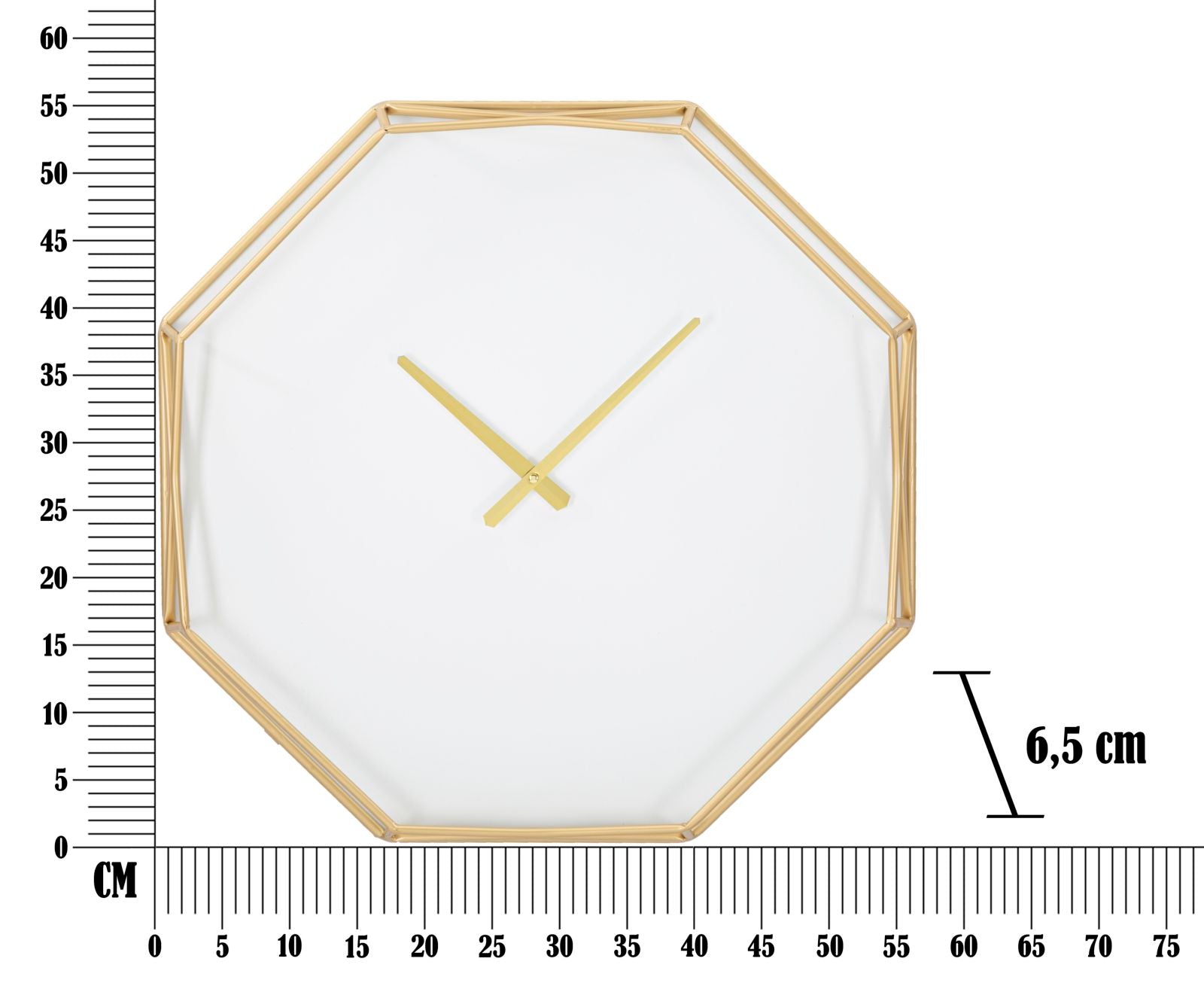 Wanduhr Gold Achteckig Gold 56 cm – Uhr Wohnzimmer