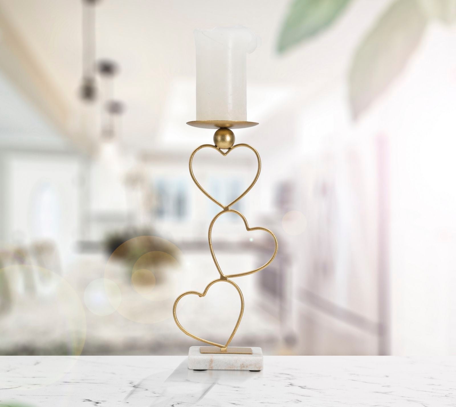 Kerzenständer Herz Gold Marmor – Kerzenhalter Deko