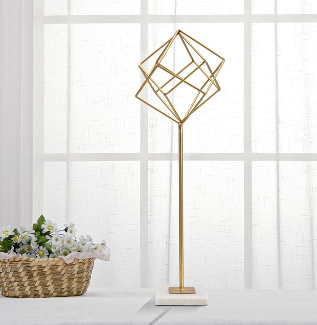Dekofigur Geometrisch Gold Weiß 52,5 cm – Skulptur Deko