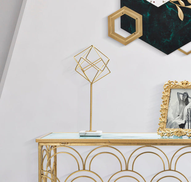 Dekofigur Geometrisch Gold Weiß 41,5 cm – Skulptur Deko