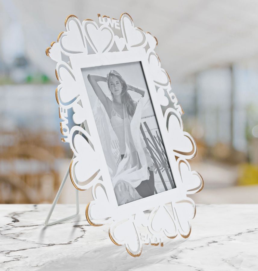 Bilderrahmen Herz Weiß Gold – Fotorahmen Deko