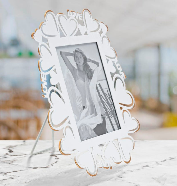 Bilderrahmen Herz Weiß Gold – Fotorahmen Deko