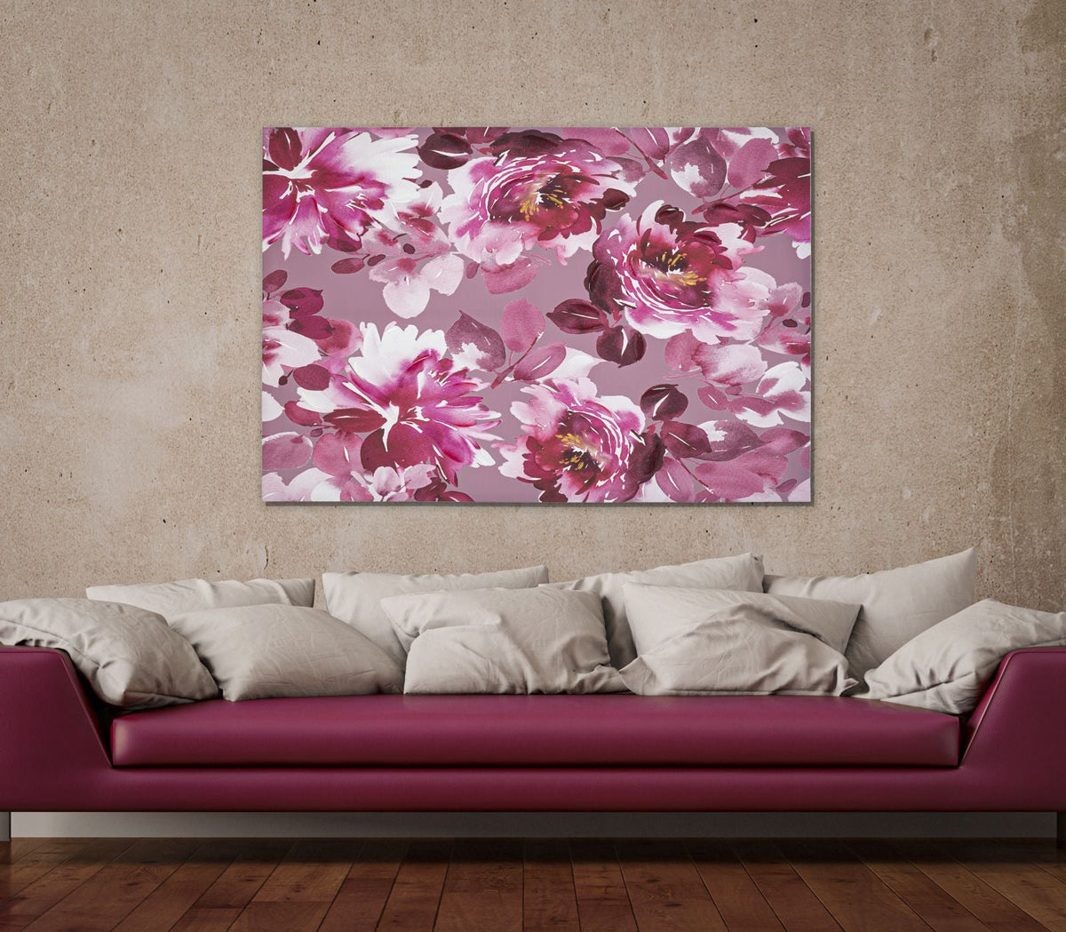 Wandbild Optik Floral 120 cm – Leinwandbild Deko