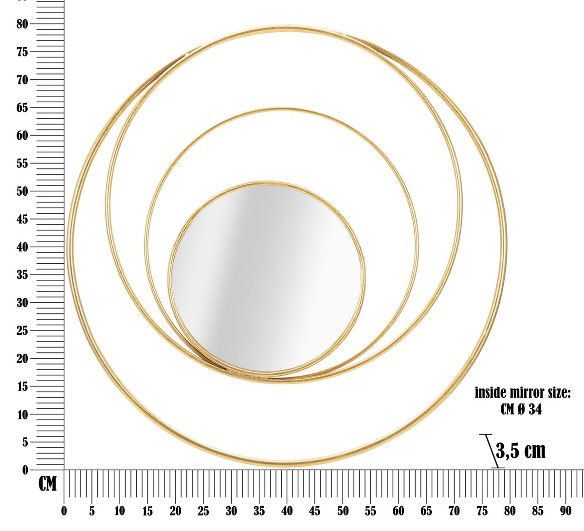 Spiegel Rund Gold 80 cm