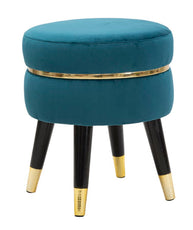 Hocker Paris Petrol Gold Samt – Polsterhocker Deko