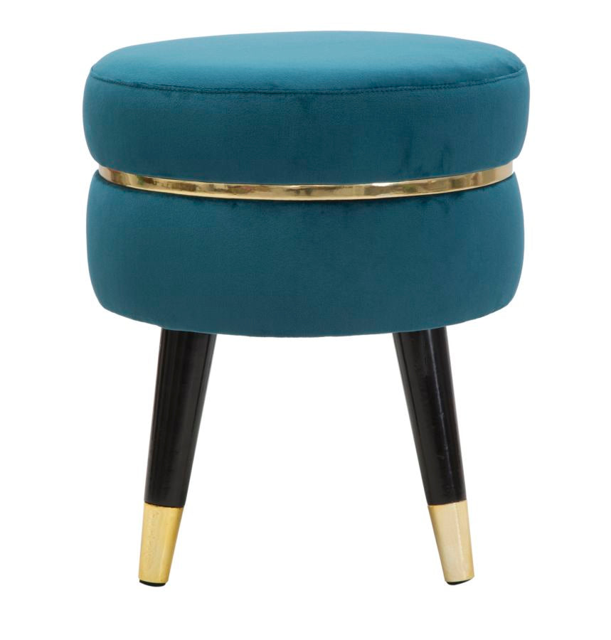 Hocker Paris Petrol Gold Samt – Polsterhocker Deko