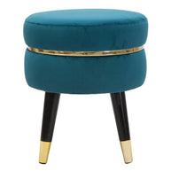 Hocker Paris Petrol Gold Samt – Polsterhocker Deko