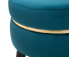 Hocker Paris Petrol Gold Samt – Polsterhocker Deko