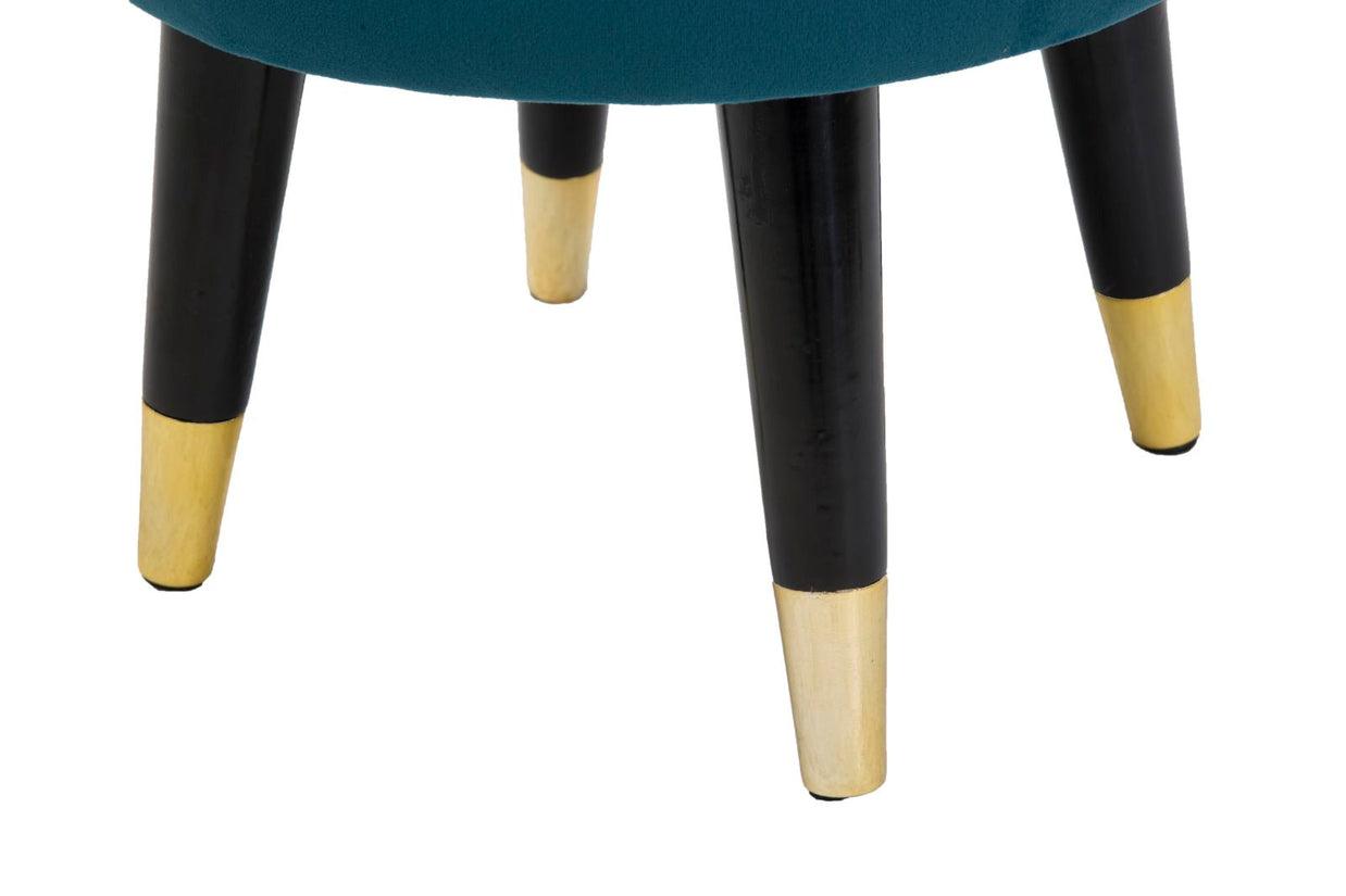 Hocker Paris Petrol Gold Samt – Polsterhocker Deko