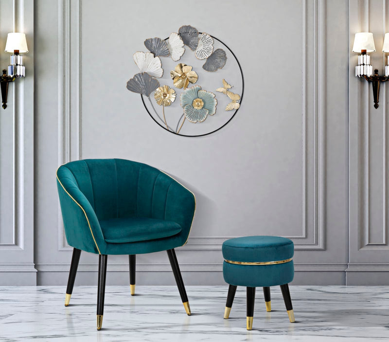 Hocker Paris Petrol Gold Samt – Polsterhocker Deko