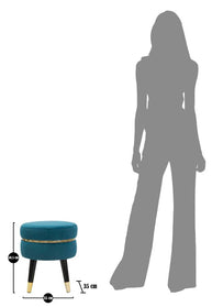 Hocker Paris Petrol Gold Samt – Polsterhocker Deko