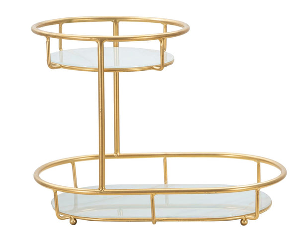 Etagere Gold 2-stufig Spiegel – Schmucktablett