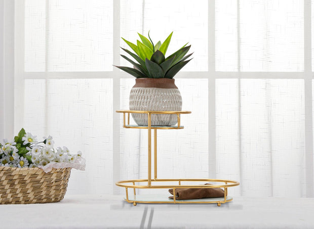Etagere Gold 2-stufig Spiegel – Schmucktablett