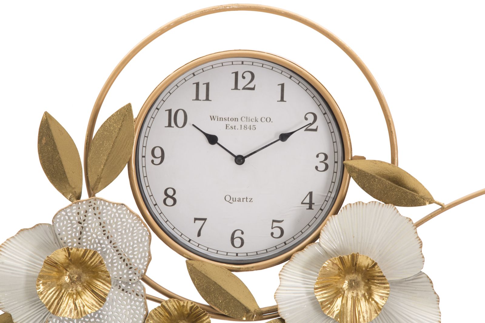 Wanduhr Blätter Gold 45,5 cm – Uhr Wohnzimmer
