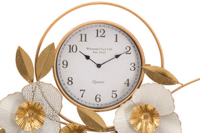 Wanduhr Blätter Gold 45,5 cm – Uhr Wohnzimmer