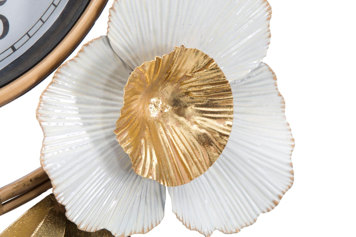 Wanduhr Blätter Gold 45,5 cm – Uhr Wohnzimmer